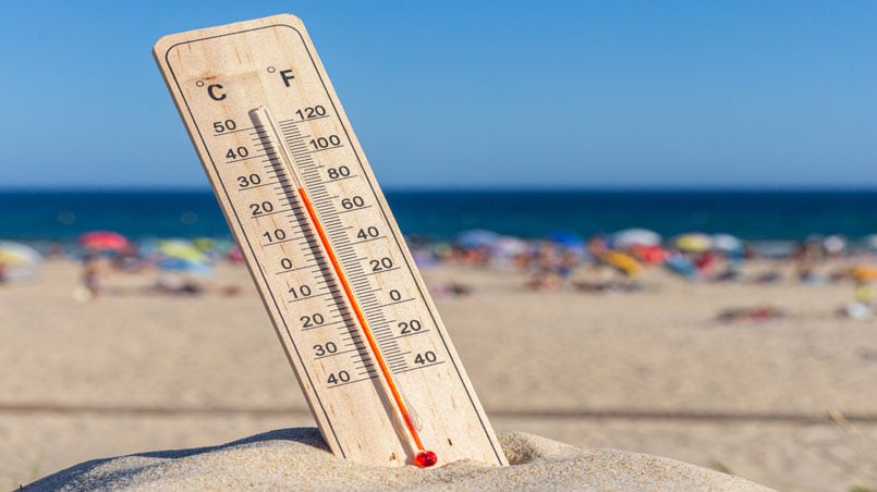 thermometer in the sand